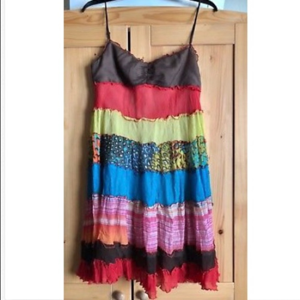BCBGMaxAzria Silk Spaghetti Strap Casual  Dress